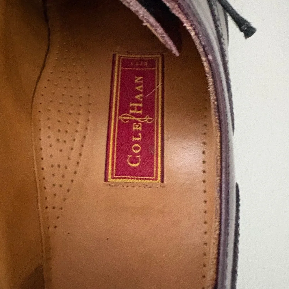 Cole Haan City Mens Burgundy Leather Wingtip Oxford Dress Shoes Size 9.5D Dressy
